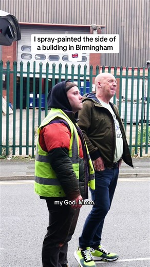 I spray-painted the side of a building in Birmingham 🇬🇧 #mural #peakyblinders