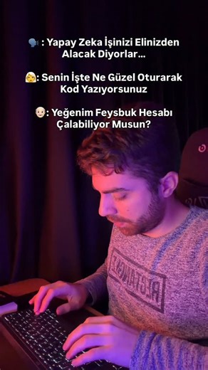 Ahmet ÇAKIR on Instagram: "Amuda kalkıp kod mu yazacaz anlamadım ki kod nasıl yazılıyor 😂 Marka gözüküyor *Reklam Daha fazlası için takip etmeyi unutma ☺️ #yazılım #software #bilişim #developer #kod #python #programming #javascript #programmer #programlama #teknoloji #ios #android #mobil #pythoncode #html #java #coding #kesf #yazılımmühendisliği #reels #kodlama #keşfetteyiz #yapayzeka #programminglife #komedi #bilgisayarmühendisligi #fy #sibergüvenlik #web"
