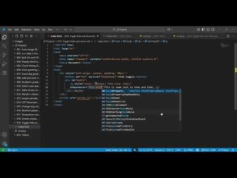 Toggle hide and show in javascript, Show/hide content js, How to Toggle Visibility of Elements in js
