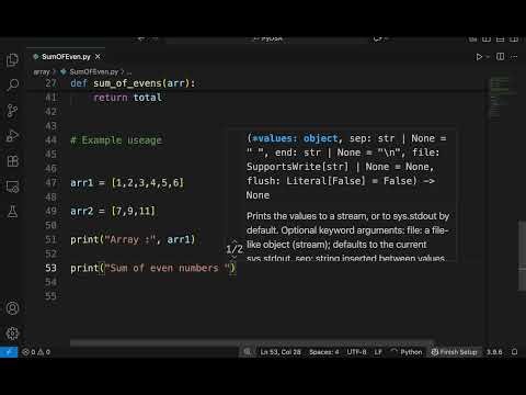 56.Sum of All Even Numbers in an Array | Python Tutorial