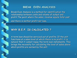 BREAK EVEN ANALYSIS - SlideServe