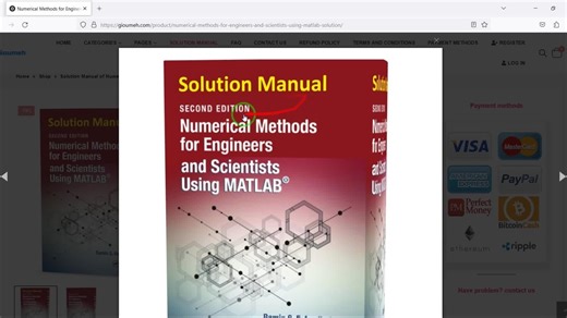 Solution Manual of Numerical Methods for Engineers and Scientists Using MATLAB   Book