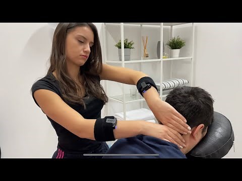 ASMR female amazing chair massage - Neck, back, head and scalp massage