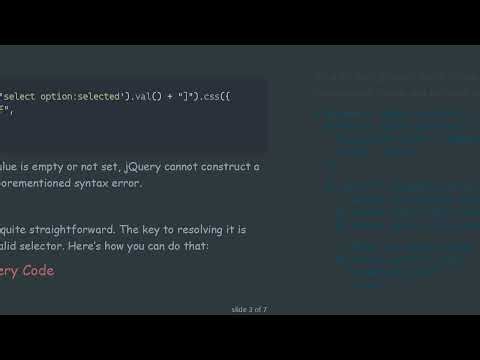 How to Fix the Syntax Error, Unrecognized Expression: Select Option[value=] in jQuery