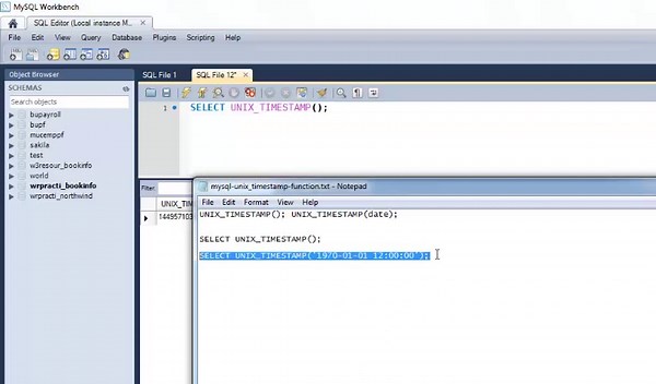 MySQL UNIX_TIMESTAMP() function - w3resource