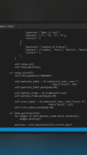 🔥 Python Quiz App in Just 2 Minutes! | Mini Project for College Students#python #project #coding