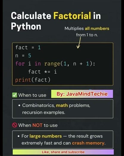 How to calculate factorial using Python |#pythonprogramming |#python