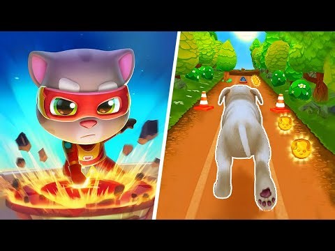 Talking Tom Cat vs Pet Run Puppy Dog Game, Talking Tom Hero Dash Gameplay, My Talking Tom Friends