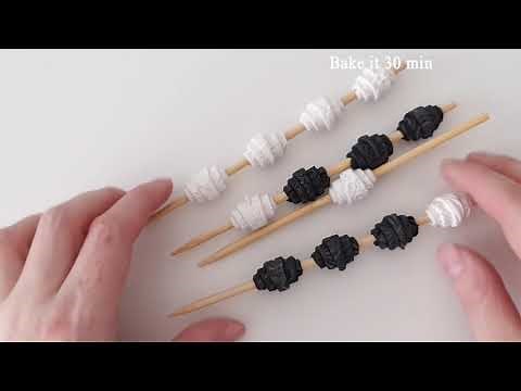 polymer clay tutorial FIMO pedant and beads with foil transfer