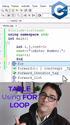 Print table using FOR LOOP C++ Programmin #shorts