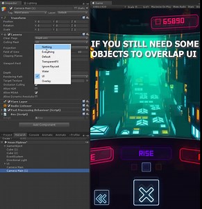 Unity Tip: If you use Screen Space - Camera and don't want objects to overlap UI.