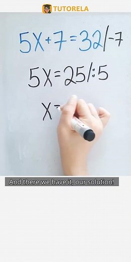 Solve for X: 5x + 7 = 32 Explained! #Math #LinearEquations(oneVariable)