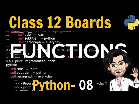 Functions in Python | Class 12 Python (Computer Science) for Board Exams | Lecture 8