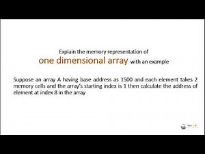 arrays in data structure | one dimensional array memory representation