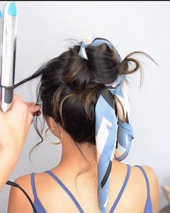 A cute messy bun hair tutorial is on the blog today! we love how a hair scarf instantly elevates a look ✨ Head to Lulus.com/blog or use the link below to try it out! #lovelulus via Instagram.com/erinvryser Tutorial: http://bit.ly/messy-bun-w-scarfXO | Lulus