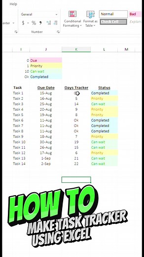 Creating a task tracker is a great way to keep track of your tasks, deadlines, and progress. Follow these steps to create a task tracker using Excel! #EXCEL #exceltips #exceltutorial