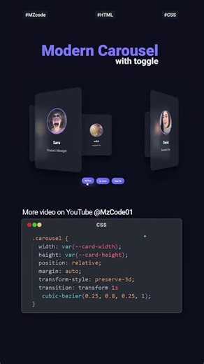 🔥modern attractive carousel with html and css | code buzz | web development | #coding