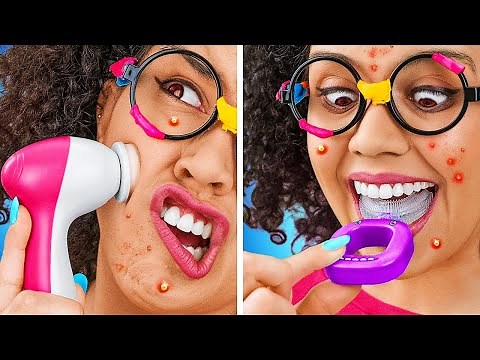 Transformation Beauté EXTRÊME avec des Gadgets ! D'Intello à REINE DU LYCEE ! par 123 GO! CHALLENGE