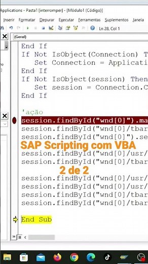 06 Como conectar o SAP e Excel / VBA (2 de 2)