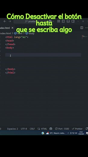 23K views · 546 reactions | Como desactivar el boton hasta hasta que se escribe algo con html y javascript #programacionweb #programadoresweb #desarrolloweb #javascript #html | Progamacion web, | Facebook