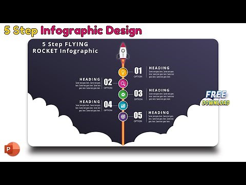 89.MS PowerPoint Infographic – 5 Option Flying Rocket Presentation | Free download