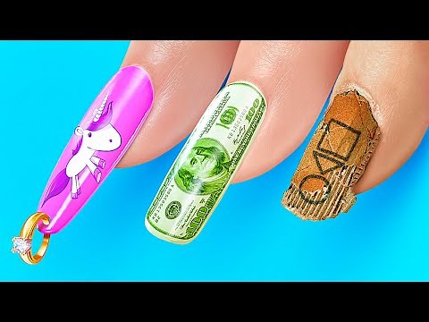 SHORT vs LONG vs GIGA LONG NAILS || Girly Problems & Beauty Struggles! Rich vs Poor Nails by 123 GO!