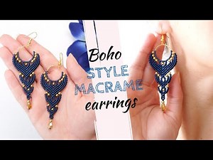 How to make boho macrame earrings with beads tutorial [BEGINNERS FRIENDLY]