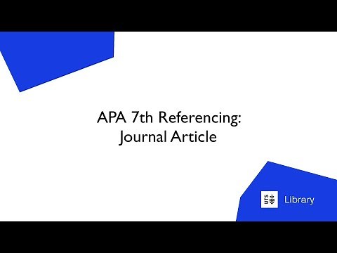 APA 7th Referencing: Journal Article