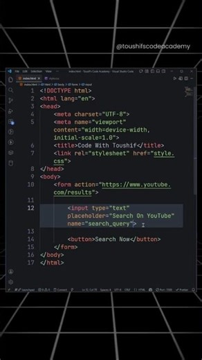 Search YouTube Using HTML Form No JavaScript #coding #htmlcss #webdevelopment