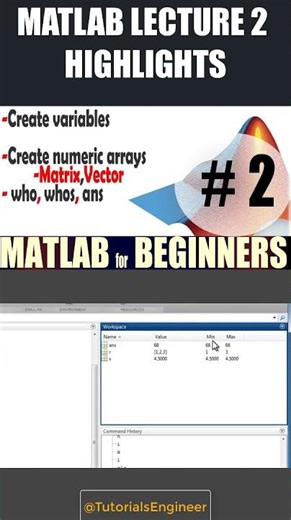 MATLAB LECTURE 2 HIGHLIGHTS ‪@TutorialsEngineer‬ #lecture #matlab #programming #tutorial #software