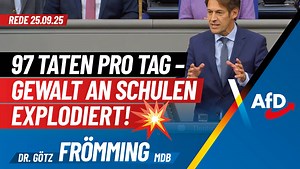 3.6K views · 262 reactions | +++ 97 Taten pro Tag – Gewalt an Schulen explodiert! +++ „Nach 2015 ging es nicht nur mit der Bildung bergab, sondern auch mit der Kriminalitätsrate nach oben. Und das, meine Damen und Herren, betrifft zunehmend auch unsere Schulen. 35 570 Gewalttaten an Schulen allein letztes Jahr, im Schnitt 97 pro Tag! 743-mal kam ein Messer zum Einsatz.“ | Dr. Götz Frömming, MdB | Facebook