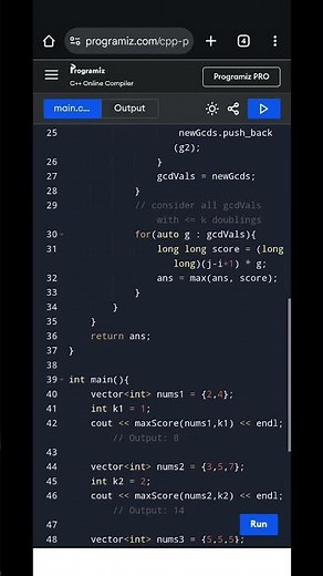 C++ Solution | Max Subarray Score after Doubling K Elements | GCD Subarray Problem