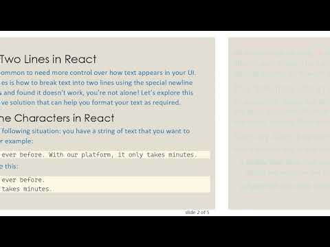 How to Break Text into Two Lines in React using \\n