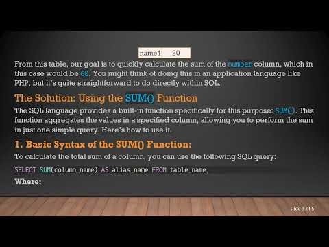 How to Use SUM in SQL to Total Values in a Column