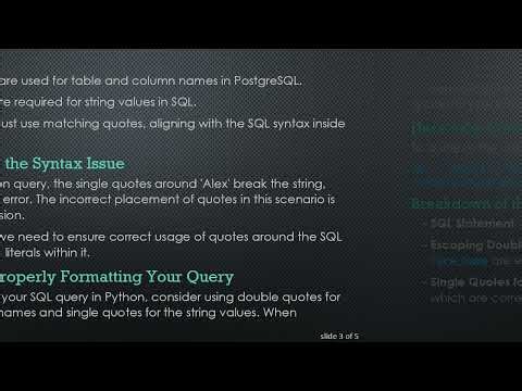 Solving PostgreSQL Query Issues in Python: A Guide to Syntax Errors