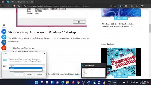 Fix Windows Script Host error on Windows 11/10 startup