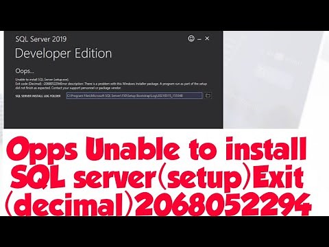 SQL|Opps Unable to install SQL Server (setup exe) Exit code (decimal): 2068052294|Clever Learning