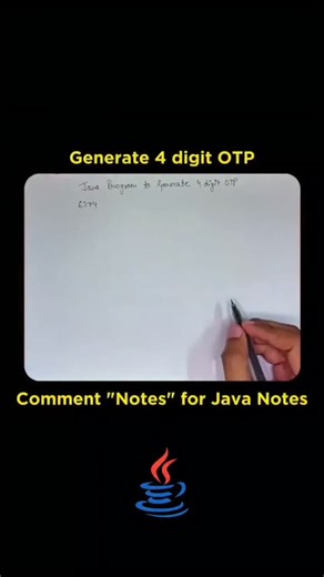 harish on Instagram: "Generate 4 Digit OTP in Java Language ☕ Follow @codingknowledge_ for more 🔥💯 @codingknowledge_ @codingknowledge_ - Join our growing community on TELEGRAM 🚀 (Link in bio) to get access to all the resources! 🌏 Don’t forget to share with friends for more support 🫂 Let's code and grow together!🤌 Follow @codingknowledge_ for more 🚀 @codingknowledge_ 🔥 @codingknowledge_ 🔥 ___________________ Hashtags:- #coding #java #javaprogramming #javaquestionandanswers #dsa"
