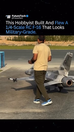 Future Tech on Instagram: "This isn’t a toy, it’s a precision-engineered aircraft with zero room for error. ⚙️🔥 High-end 1/4-scale RC jets like this are built from carbon fiber, composite skins, and aluminum spars, powered by full turbine engines — not electric motors. The powerplant alone is a real jet turbine capable of driving the aircraft beyond 200 mph, depending on the setup and conditions. Advanced flight control systems integrate gyroscopic stabilization, telemetry feedback, and program