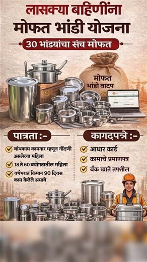 mukhyamantri Mazi Bahin Ladki Yojna Maharashtra 2025 | मोफत मिळणार ३० भांडी खुशखबर